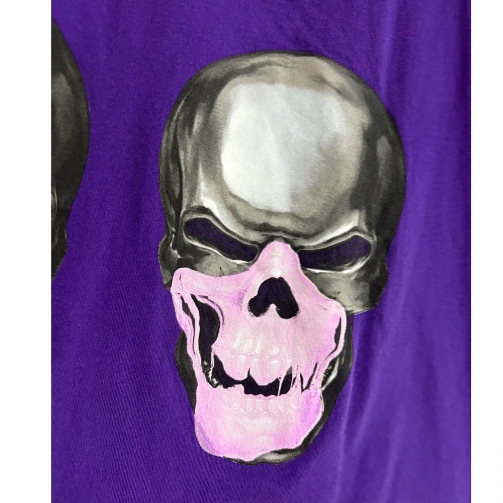 Unique Adult Unisex Happy Halloween Graphic‎ T-Shirt Skull Bubble Gum Purple XL